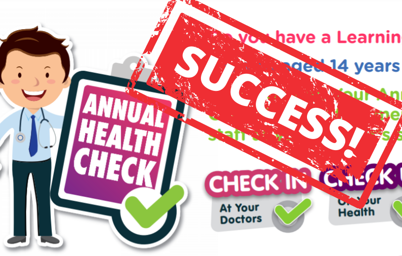 Annual Health Checks campaign artwork by Grapevine with a SUCCESS stamp on it in red