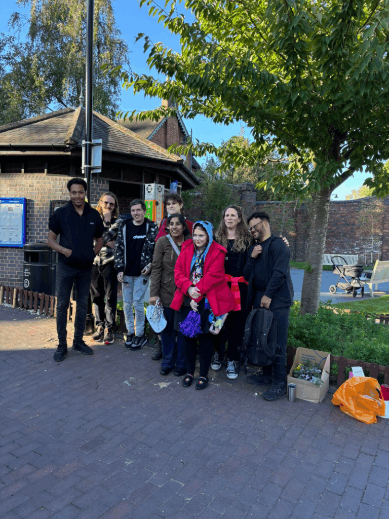 The H Team - a group of disabled people helping their peers live longer, healthier lives - pose for a group photo at Coventry canal basin.