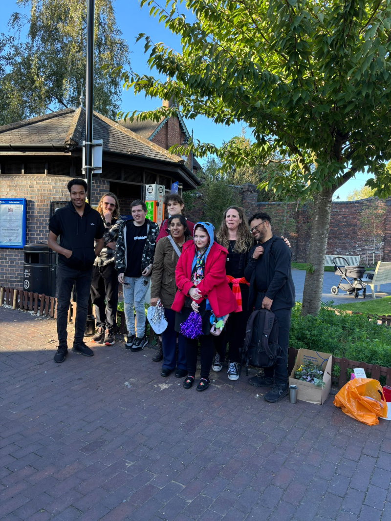 The H Team - a group of disabled people helping their peers live longer, healthier lives - pose for a group photo at Coventry canal basin.