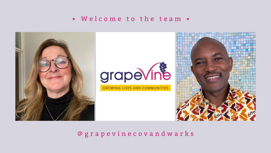 A three photo image of Lynn, Edwin and the Grapevine logo with the words 'Welcome to the team'